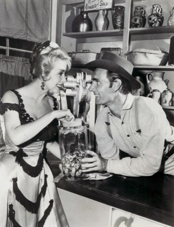 Photo of Dennis Weaver as Chester and Susan Cummings from the television program Gunsmoke.