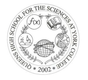 This is a logo for The Queens HS for the Sciences at York College.