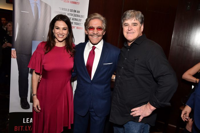 Photo of Erica Michelle Levy, Geraldo Rivera and Sean Hannity at Del Frisco’s Grille on April 2, 2018 in New York City.