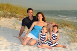 Photo of Noelle Inguagiato with her twin daughters and Jesse